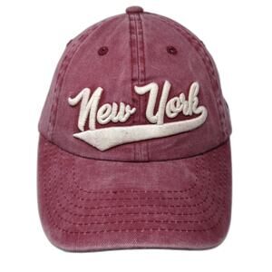 New York Slideback Baseball Cap Red One Size Adjustable Embroidered By Elidan